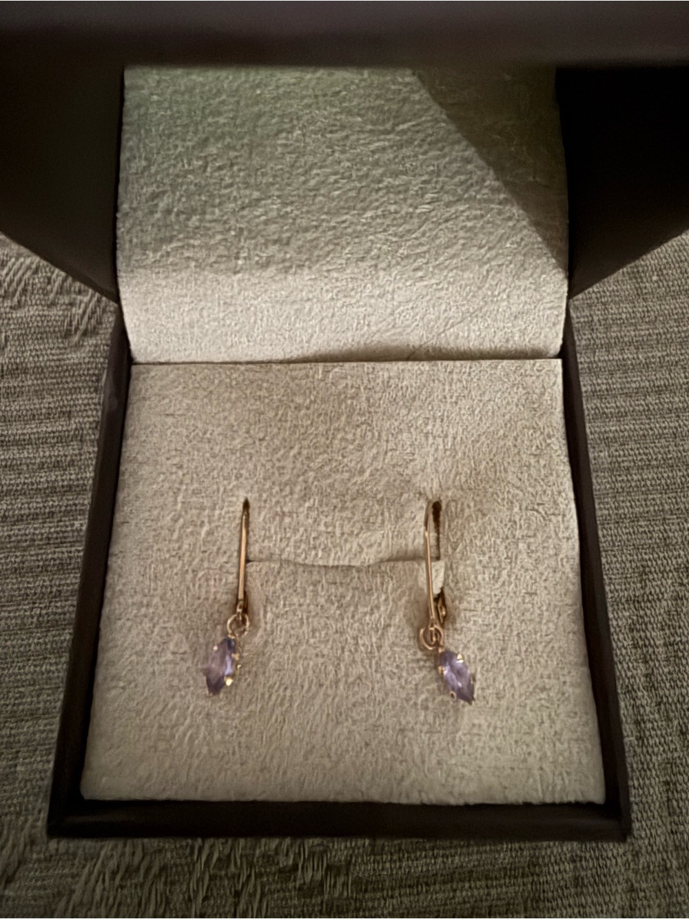 14kt Gold Drop Earrings with Tanzanite Gem Accents